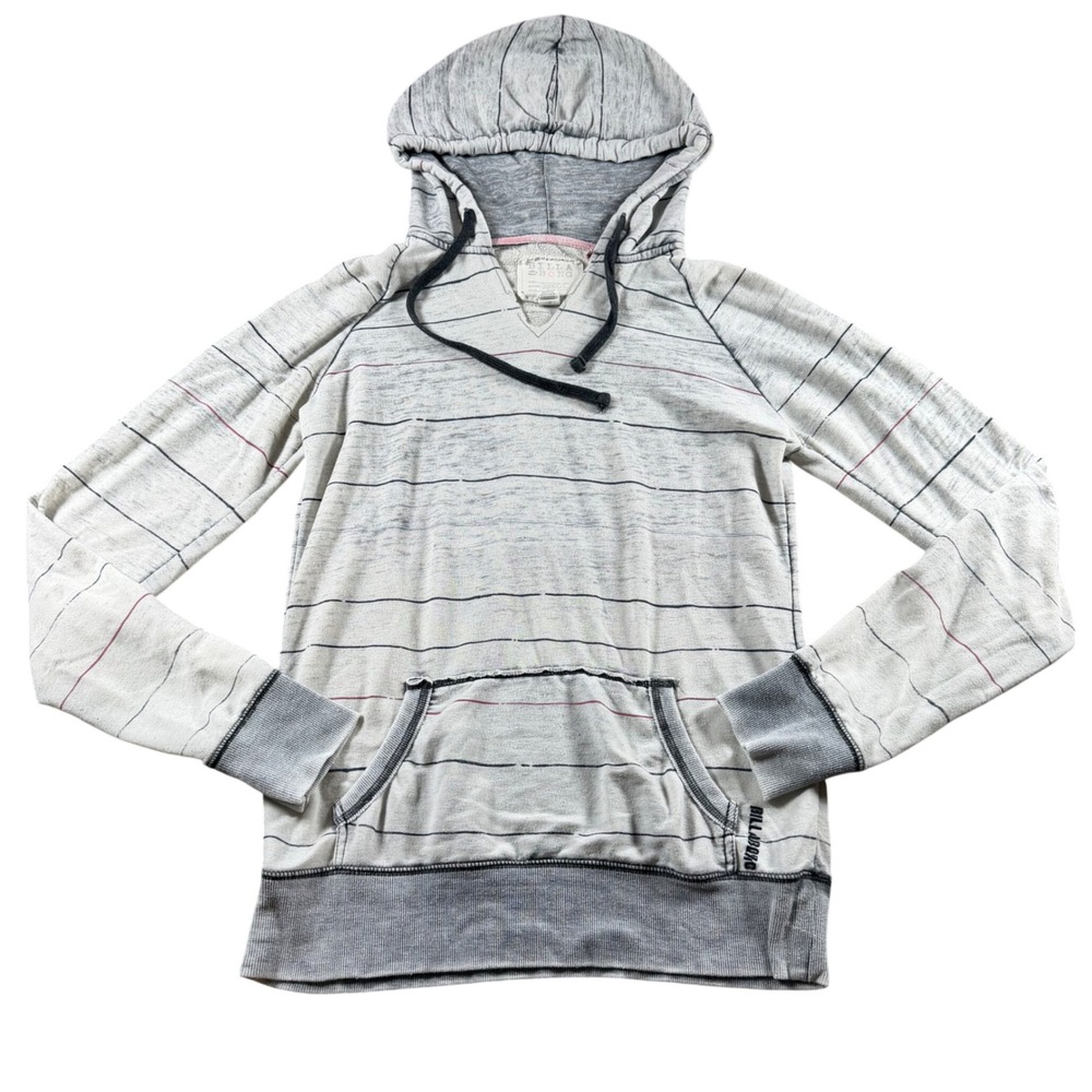 Billabong‎ Mens XL Gray Striped Lightweight Pullover Hoodie streetwear skater